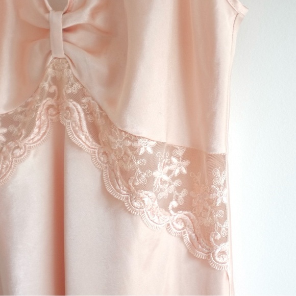 1990s Vintage Enchanted Peach Full Length Slip Dress - Picture 3 of 7